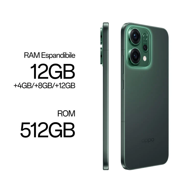OPPO 14 5G Reno14 Smartphone 5G 16,7 cm (6.59") Doppia SIM Android 15 USB tipo-C 12 GB 512 GB 6000 mAh Verde