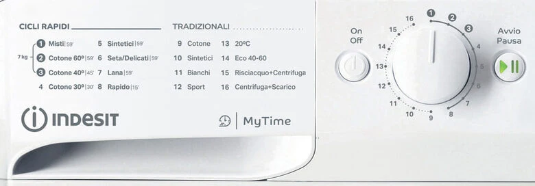 Indesit MTWC 71296 W IT Lavatrice A Libera Installazione 7 Kg, 1200 Giri, Motore Inverter, Blocco Tasti, Partenza Ritardata, Classe A, Bianco