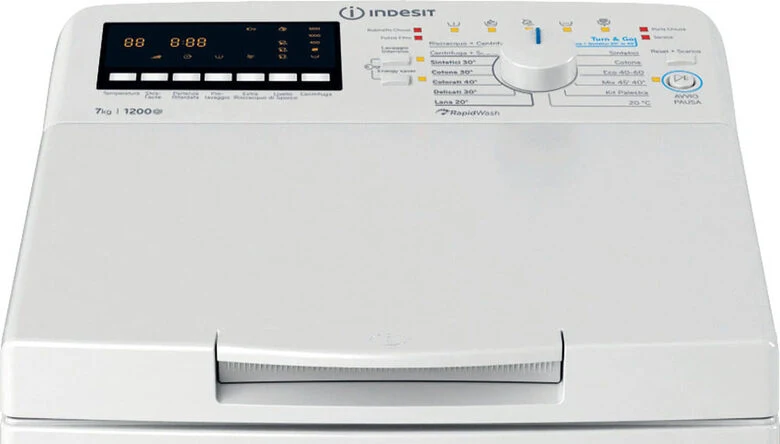 Indesit BTW B7251P IT Lavatrice Caricamento Dall'alto A Libera Installazione 7 Kg, 1200 Giri, Classe B, Bianco