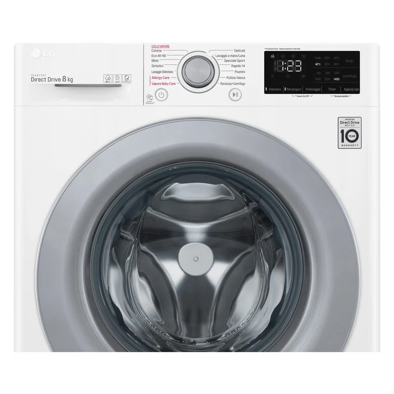 LG F2WV3S7S4E Serie V3 Lavatrice Slim A Libera Installazione 7 Kg, 1200 Giri, AI DD™, Lavaggio A Vapore, Inverter Direct Drive, Classe D, Bianco