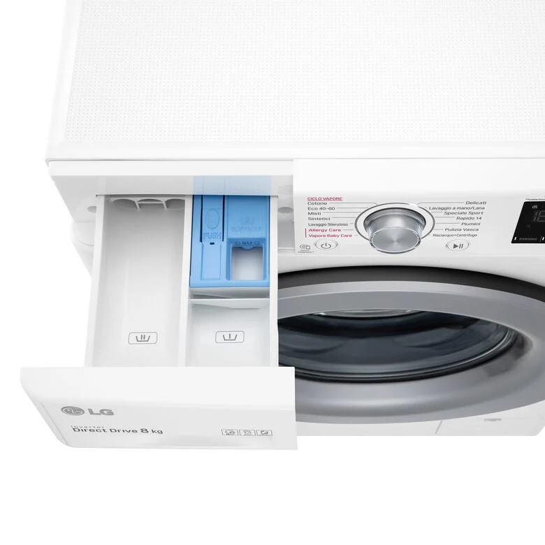 LG F2WV3S7S4E Serie V3 Lavatrice Slim A Libera Installazione 7 Kg, 1200 Giri, AI DD™, Lavaggio A Vapore, Inverter Direct Drive, Classe D, Bianco