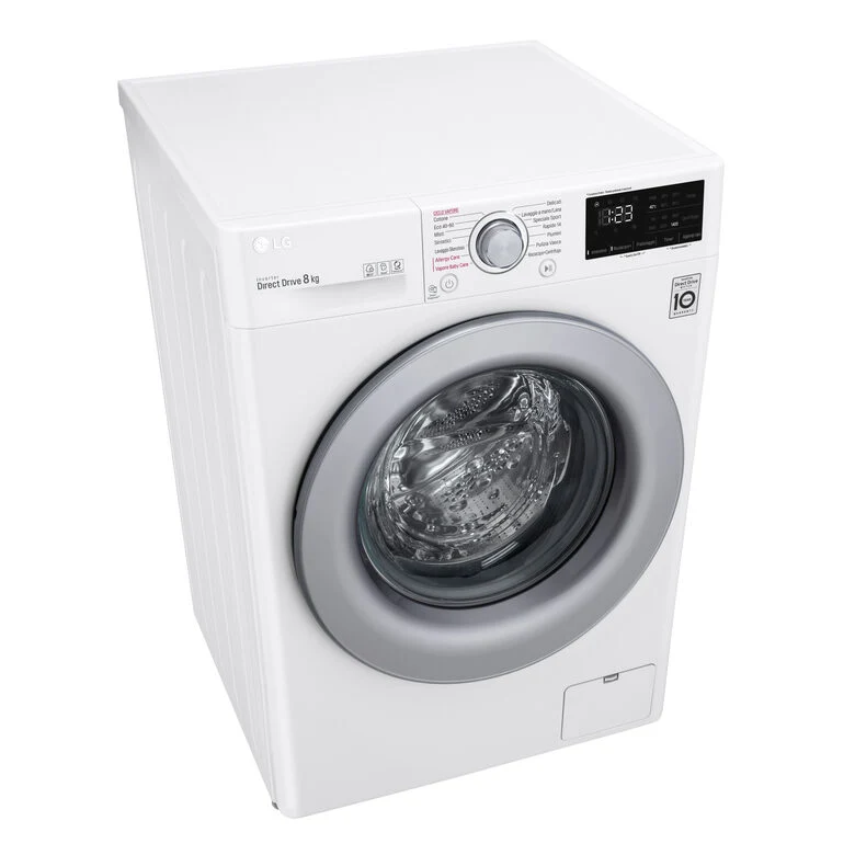 LG F2WV3S7S4E Serie V3 Lavatrice Slim A Libera Installazione 7 Kg, 1200 Giri, AI DD™, Lavaggio A Vapore, Inverter Direct Drive, Classe D, Bianco