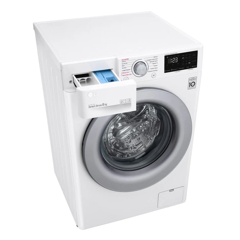 LG F2WV3S7S4E Serie V3 Lavatrice Slim A Libera Installazione 7 Kg, 1200 Giri, AI DD™, Lavaggio A Vapore, Inverter Direct Drive, Classe D, Bianco