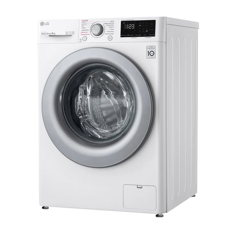 LG F2WV3S7S4E Serie V3 Lavatrice Slim A Libera Installazione 7 Kg, 1200 Giri, AI DD™, Lavaggio A Vapore, Inverter Direct Drive, Classe D, Bianco
