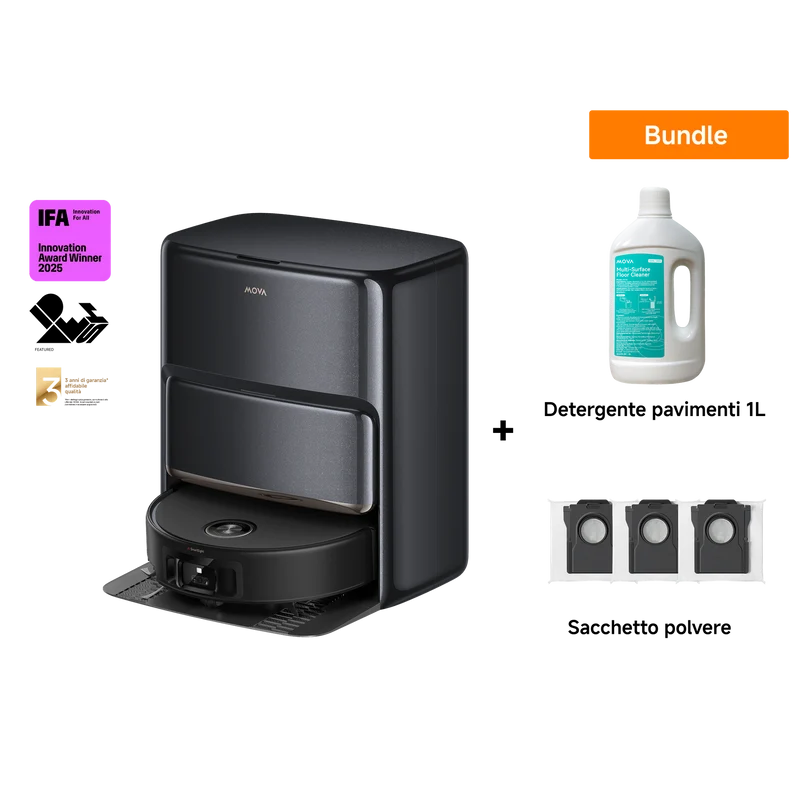 Dreame MOVA Z60 Ultra Roller Complete Robot aspirapolvere + 1L Detergente + Sacchetto della polvere