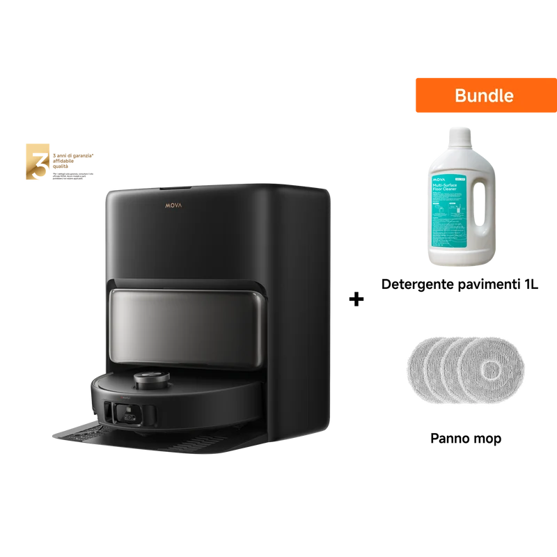 Dreame MOVA V50 Ultra Complete Robot aspirapolvere Nero + Panni per mocio + 1L Detergente