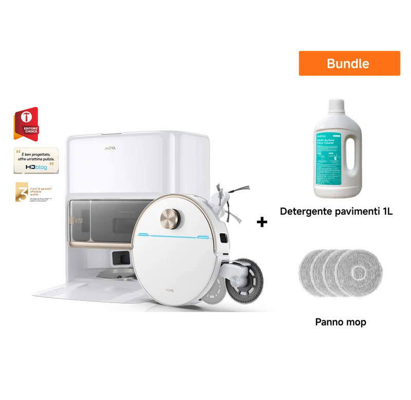 Robot aspirapolvere Dreame MOVA V70 Ultra Complete X + Panni per mocio + 1L Detergente