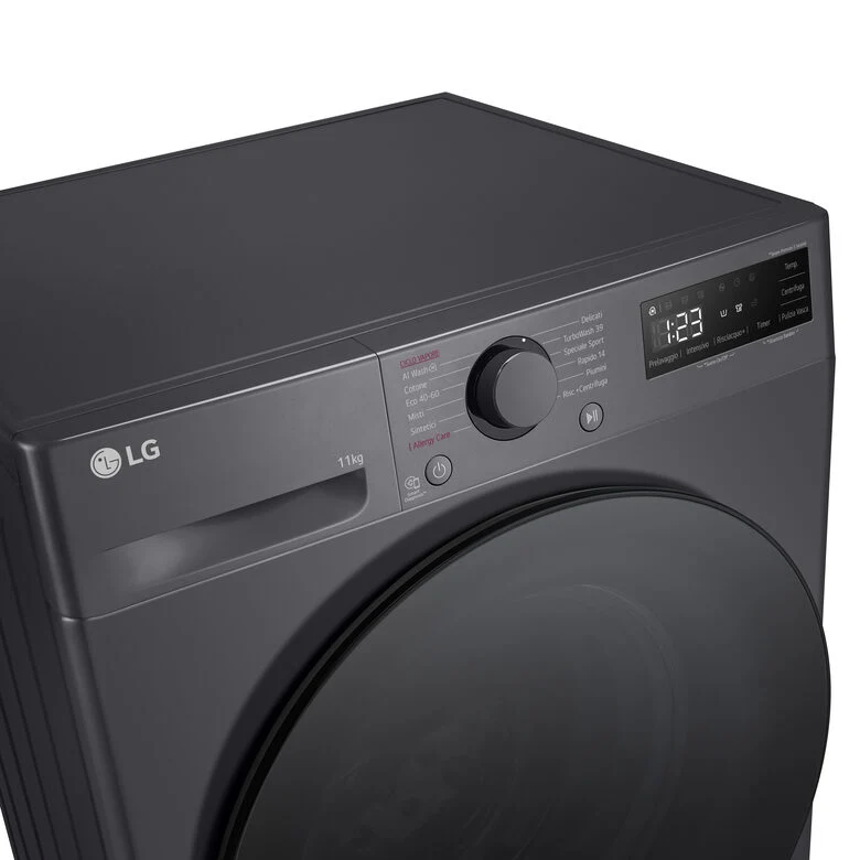 LG F4R5011TSMB Lavatrice 11kg AI DD, Classe A-10%, 1400 giri, TurboWash, Vapore