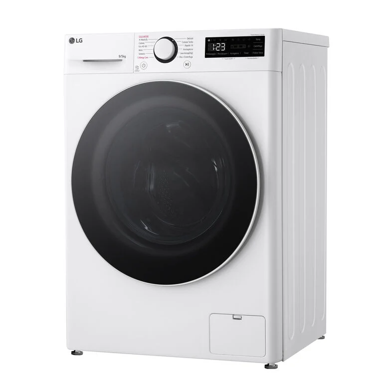 LG D2R5S09TSWW Serie R5 Lavasciuga Slim A Libera Installazione 9/5 Kg, 1200 Giri, AI Dd, AI Wash, TurboWash 360, Vapore, Allergy Care, Classe E, Bianco