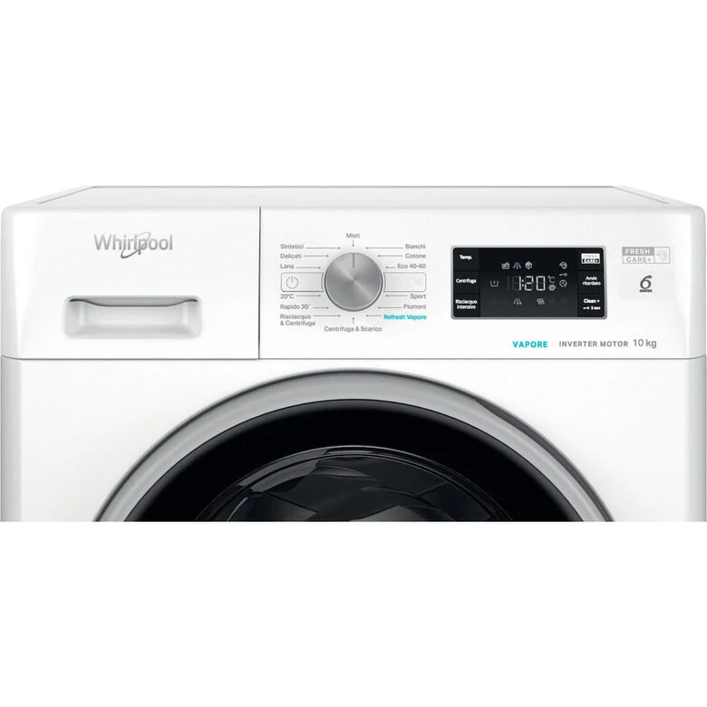 Whirlpool FFB 1048 BSV IT Lavatrice A Libera Installazione 10 Kg, 1400 Giri, Tecnologia 6° Senso, Classe A, Bianco