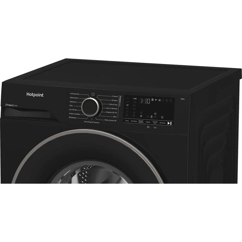 Hotpoint Ariston HB 103B CARE IT Lavatrice A Libera Installazione 10 Kg, 1400 Giri, Display Digitale XL, Vapore, Classe A -30%, Nero