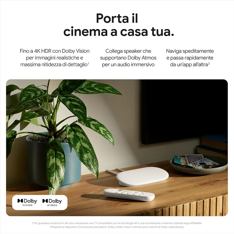 Google TV Streamer 4k HDR Ultra HD 32GB Porcelain Intrattenimento Streaming