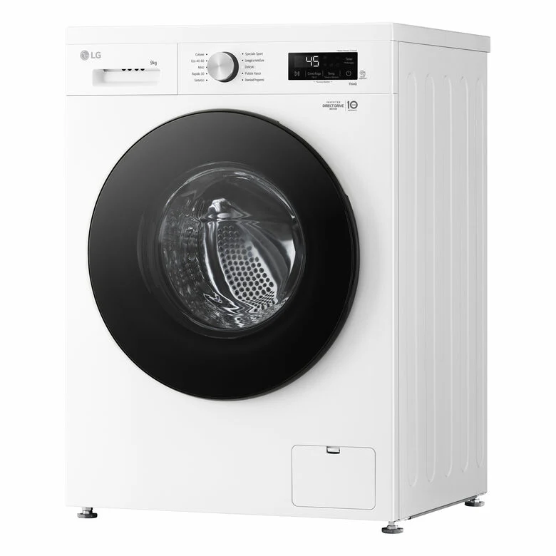 LG F4NX1009NWB Serie X1 Lavatrice Smart A Libera Installazione 9 Kg, 1400 Giri, Wi-Fi, Sistema 6 Motion, Allergy Care, Direct Drive, Classe A, Bianco