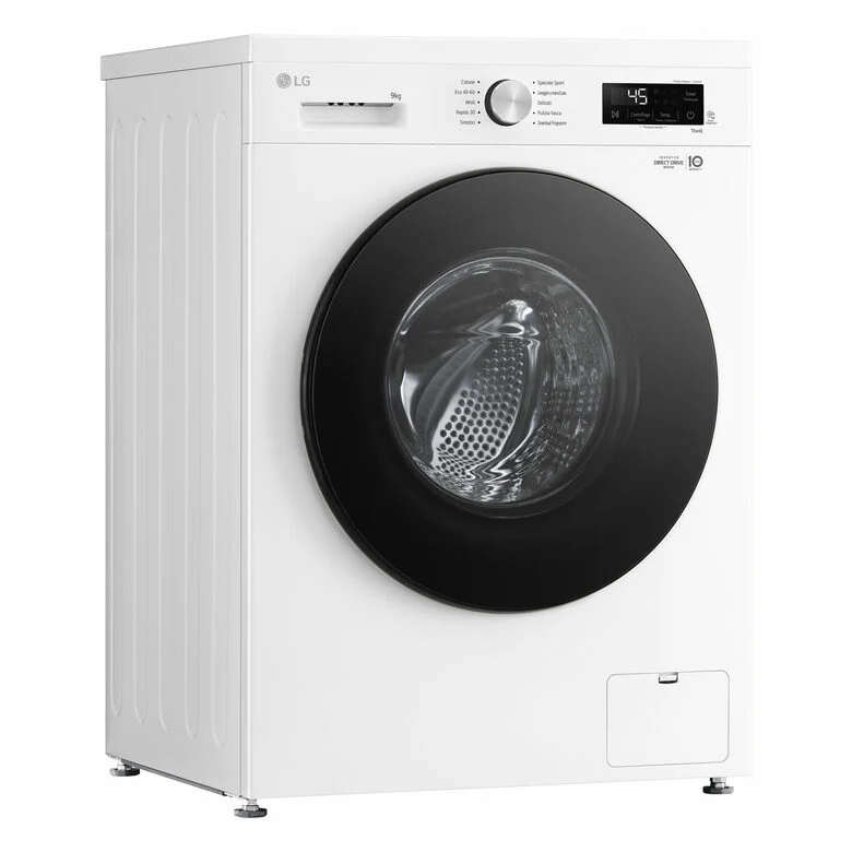 LG F4NX1009NWB Serie X1 Lavatrice Smart A Libera Installazione 9 Kg, 1400 Giri, Wi-Fi, Sistema 6 Motion, Allergy Care, Direct Drive, Classe A, Bianco