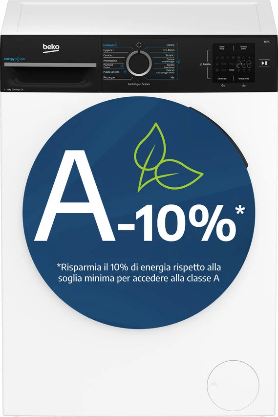 Beko BMWG10147EB B300 Lavatrice A Libera Installazione 10 Kg, 1400 Giri, Classe A, Nero Bianco