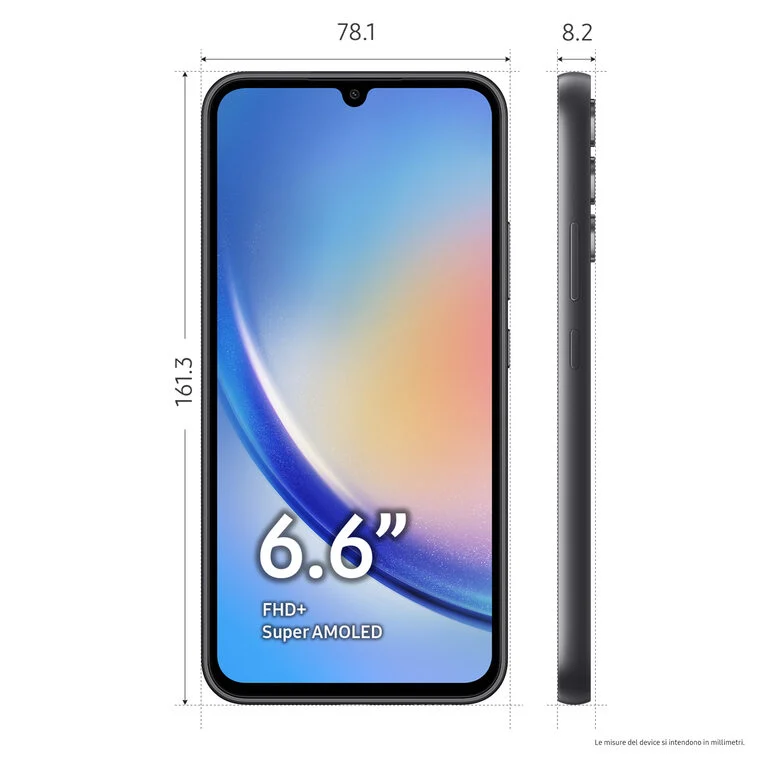 Samsung Galaxy A34 5G Display FHD+ Super AMOLED 6.6”, Android 13, 8GB RAM, 256GB, Doppia SIM, Batteria 5.000 mAh, Awesome Graphite