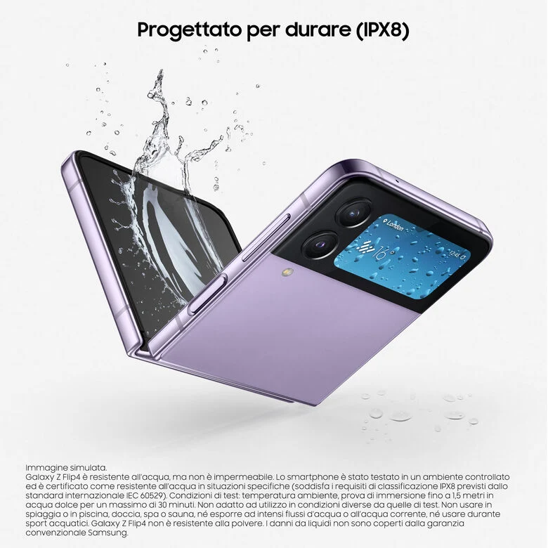 Samsung Galaxy Z Flip4 128GB Bora Purple RAM 8GB Display 1,9" Super AMOLED/6,7" Dynamic AMOLED 2X