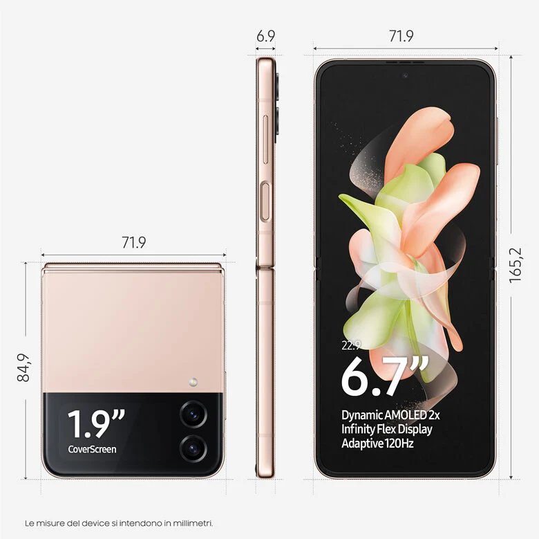 Samsung Galaxy Z Flip4 512GB Pink Gold RAM 8GB Display 1,9" Super AMOLED/6,7" Dynamic AMOLED 2X