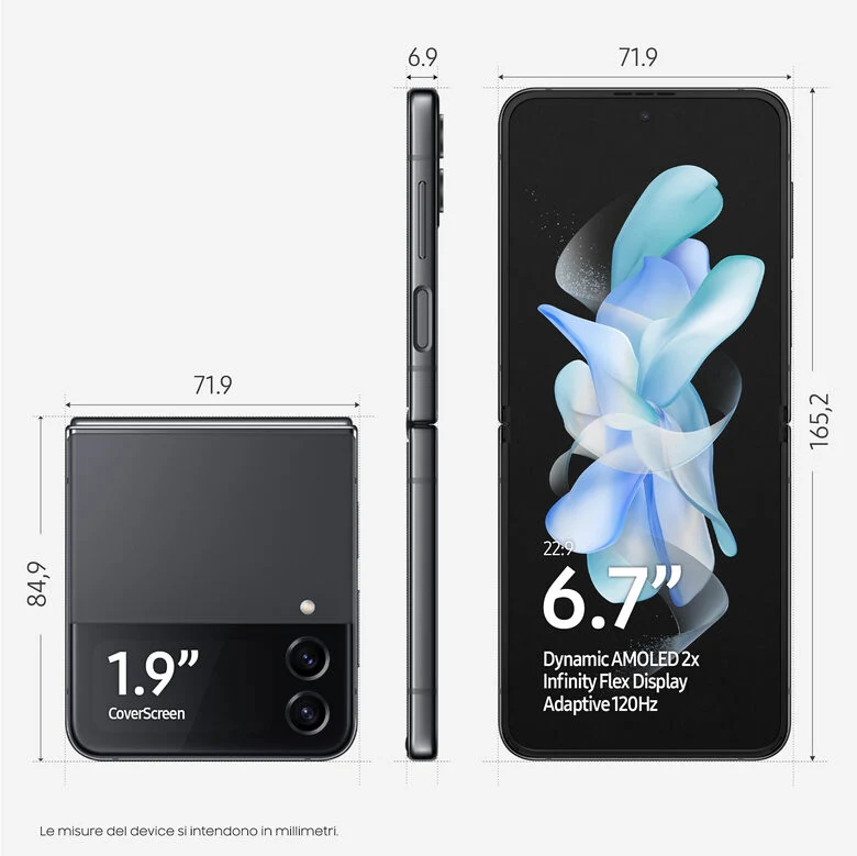 Samsung Galaxy Z Flip4 128GB Graphite RAM 8GB Display 1,9" Super AMOLED/6,7" Dynamic AMOLED 2X