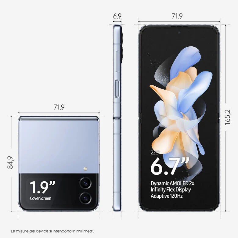 Samsung Galaxy Z Flip4 512GB Blue RAM 8GB Display 1,9" Super AMOLED/6,7" Dynamic AMOLED 2X