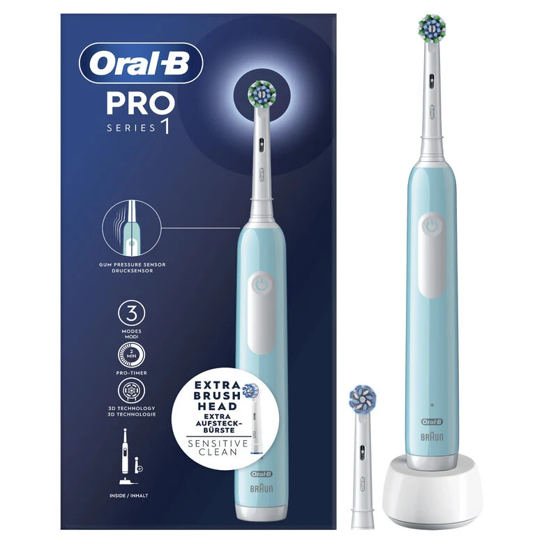 Oral-B Spazzolino Elettrico Ricaricabile Series 1 Blu con 2 Testine di Ricambio, 1 Spazzolino