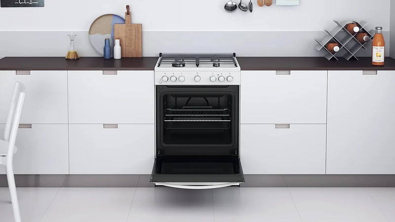 Indesit Cucina Elettrica A Gas Bruc.Forno Elettrico 75Lt 60x60 Bianco