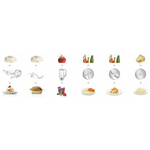 Bosch MUM58720 robot da cucina 1000 W 3,9 L Grigio, Rosso, Stainless steel
