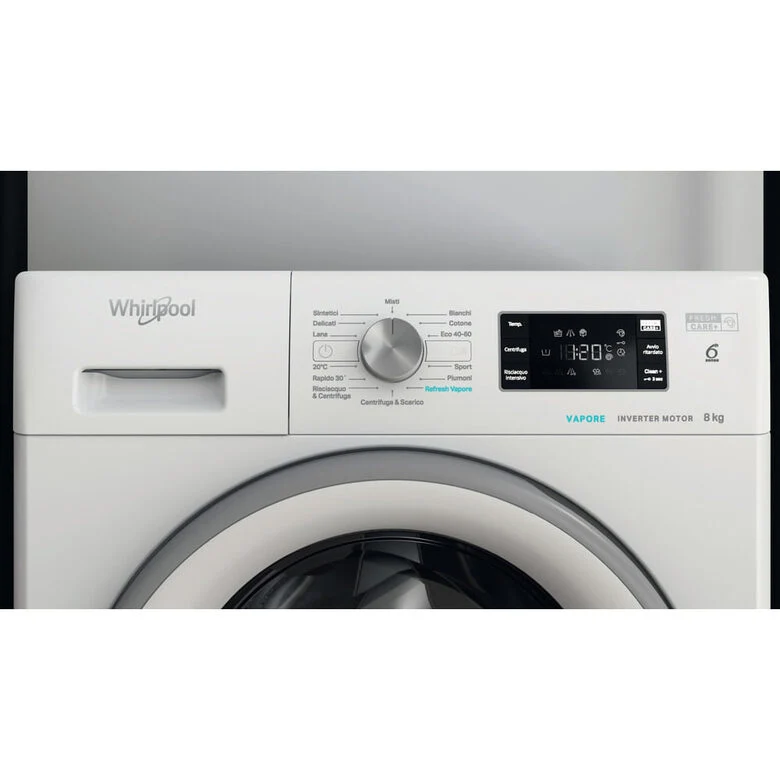 Whirlpool FFB 846 SV IT Lavatrice A Libera Installazione 8 Kg, 1400 Giri, Tecnologia 6° Senso, FreshCare, Classe A, Bianco
