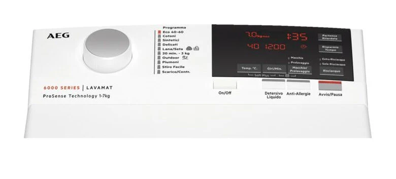 AEG L6TBG723 lavatrice Caricamento dall'alto 7 kg 1151 Giri/min E Bianco