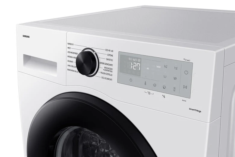 Samsung WW90CGC04DAHET Lavatrice A Libera Installazione 9 Kg, 1400 Giri, Crystal Clean™, SmartThings AI Energy Mode, Ecobubble™, Vapore Igienizzante, Classe A, Bianco