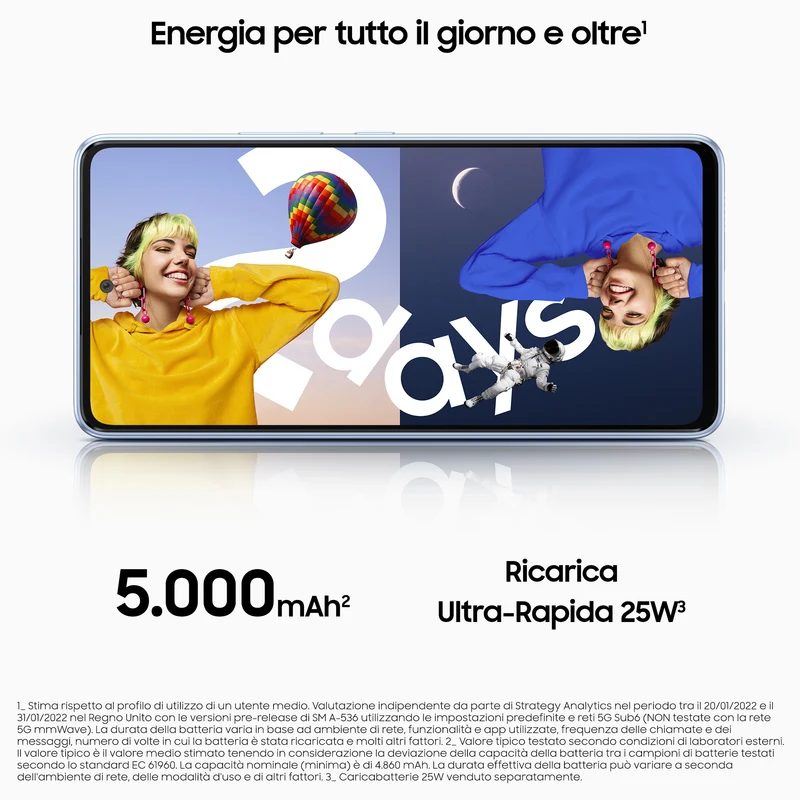 Samsung Galaxy A53 5G Display 6.5” FHD+ Super AMOLED Doppia SIM Android 12, RAM 6 GB , 256 GB, 5.000 mAh, Awesome Blue