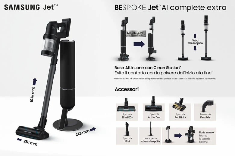 Samsung Aspirapolvere senza filo BESPOKE Jet™ AI complete extra 280W VS28C9784QK
