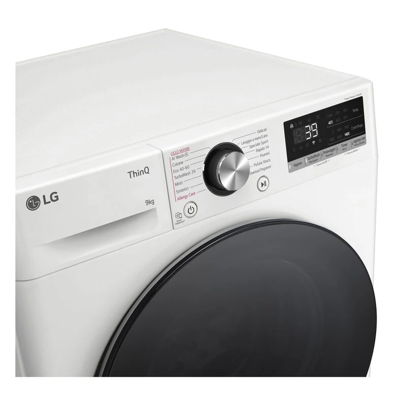 LG F4R7009TSWB Lavatrice 9kg AI DD, Classe A-10%, 1400 giri, TurboWash, Vapore