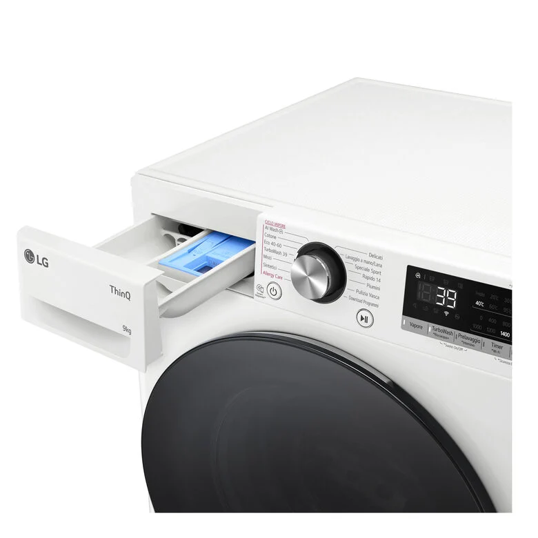 LG F4R7009TSWB Lavatrice 9kg AI DD, Classe A-10%, 1400 giri, TurboWash, Vapore