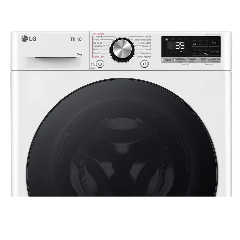 LG F4R7009TSWB Lavatrice 9kg AI DD, Classe A-10%, 1400 giri, TurboWash, Vapore