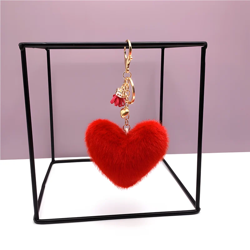 Fluffy Heart Tassel Key Charm