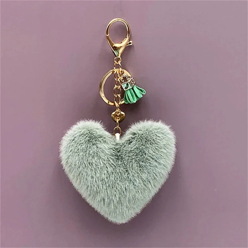 Fluffy Heart Tassel Key Charm