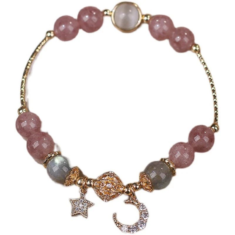 Moon-and-Star Beaded Charm Bracelet