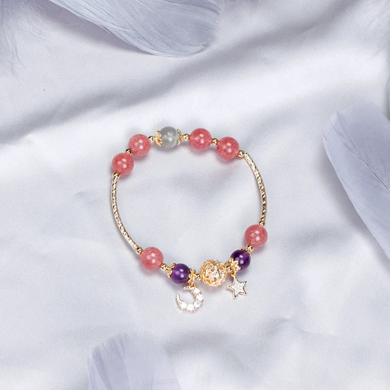 Moon-and-Star Beaded Charm Bracelet