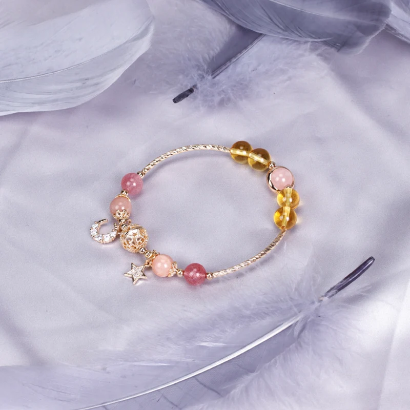 Moon-and-Star Beaded Charm Bracelet