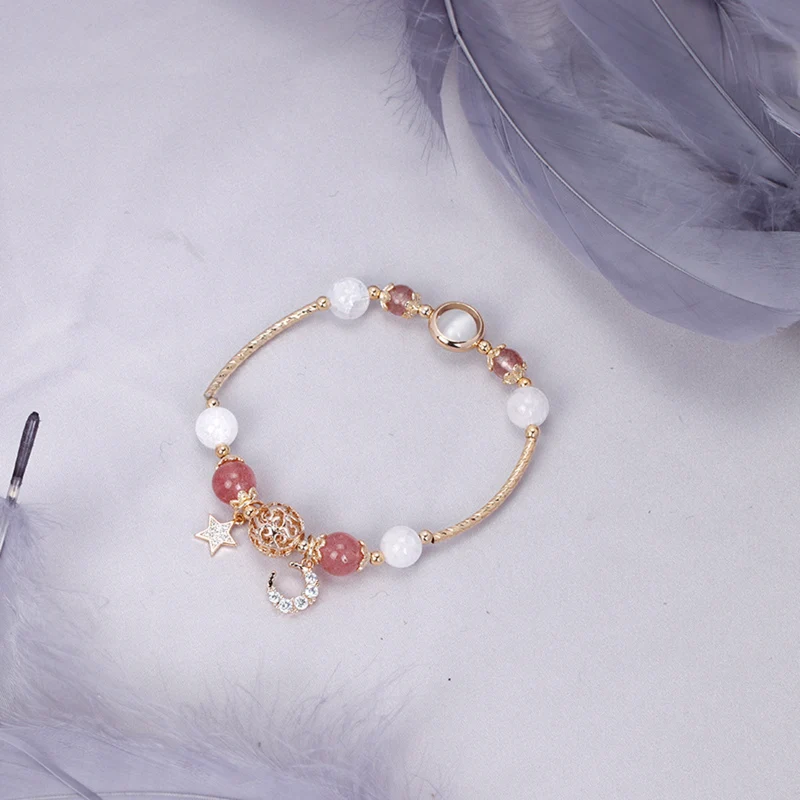 Moon-and-Star Beaded Charm Bracelet