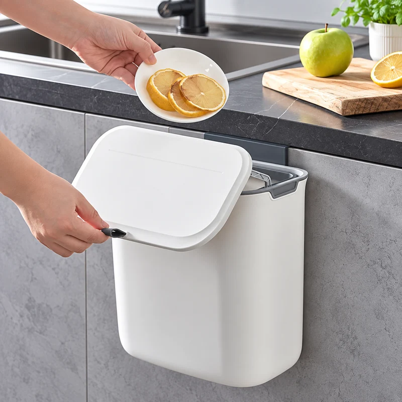 Wall-Mounted 9 L Lidded Kitchen Bin