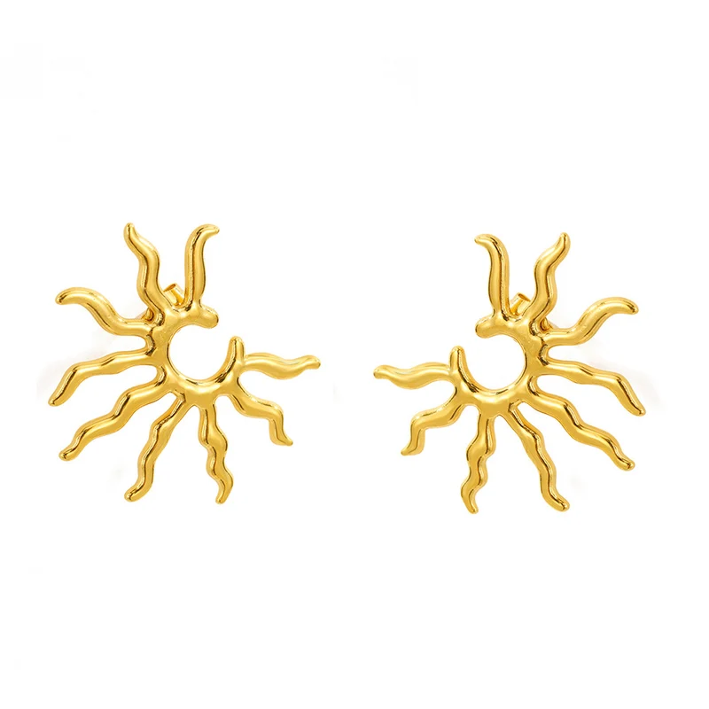Wavy Sunray Open Hoop Earrings