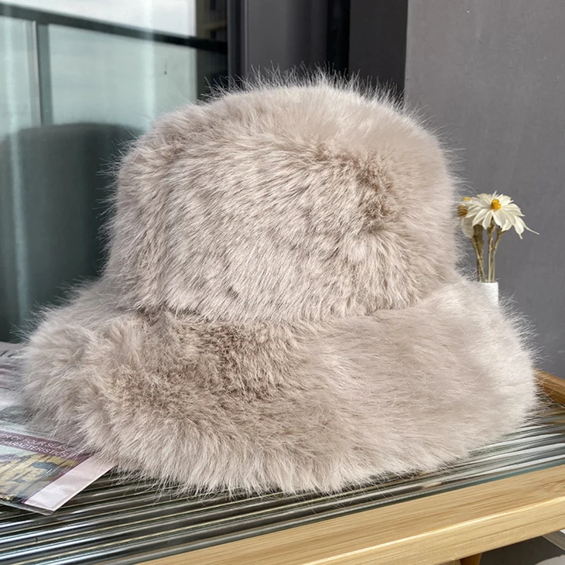 Plush Faux-Fur Bucket Hat