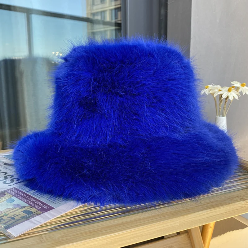 Plush Faux-Fur Bucket Hat
