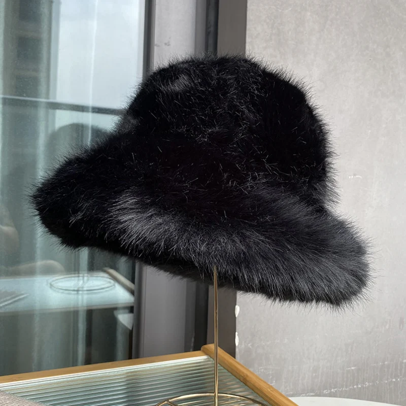 Plush Faux-Fur Bucket Hat