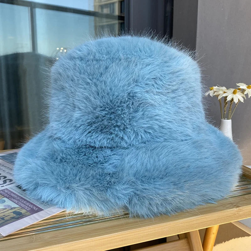 Plush Faux-Fur Bucket Hat
