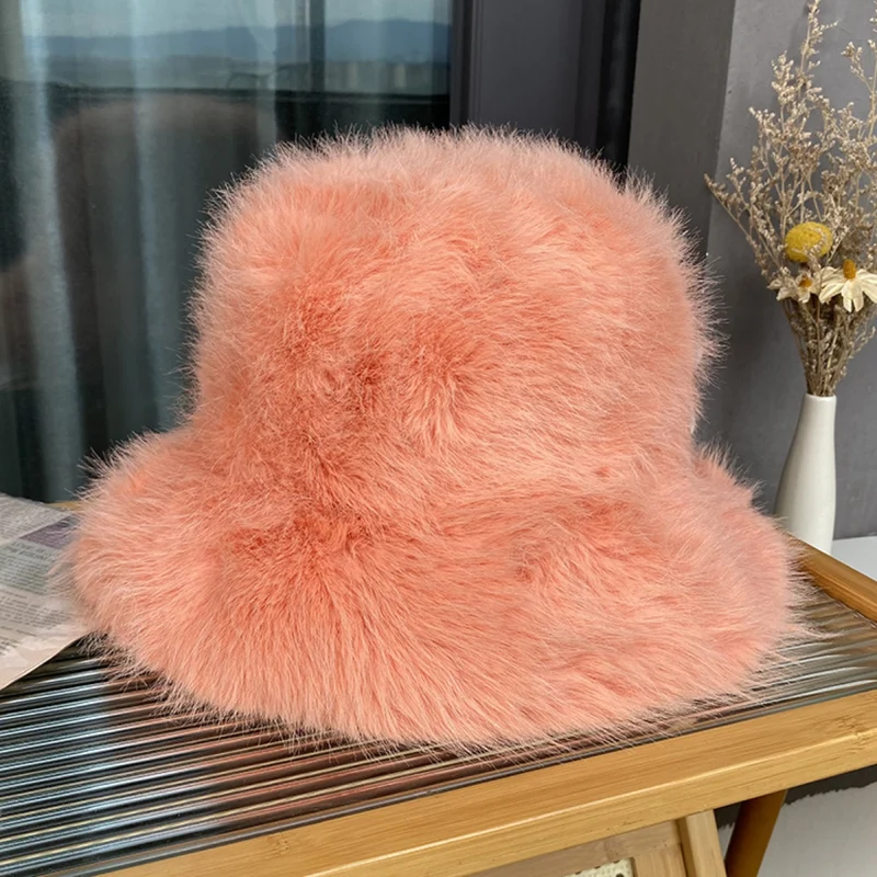Plush Faux-Fur Bucket Hat