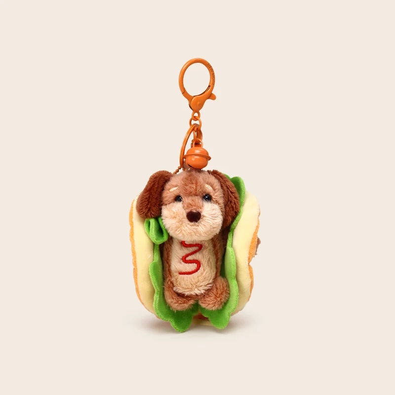 Dachshund Hot Dog Plush Keychain