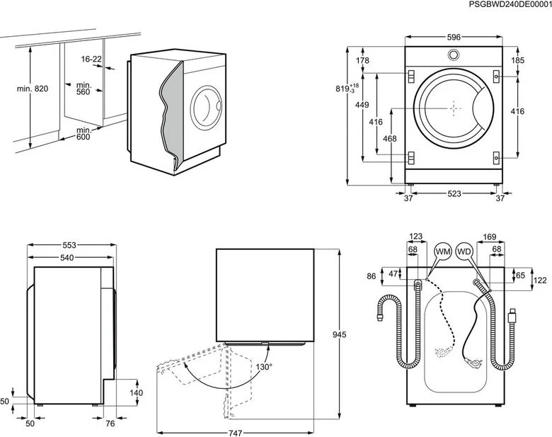 Electrolux Lavatrice Incasso Wm 7 Kg Classe B 1200 Giri MADE IN ITALY EW7FB74BI